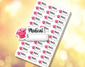 Medical RX Expense Tracker Fillable Sticker | Budgeting | Planner Sticker Sheet | Georgette | B-0139 | Free US Shipping
