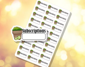 Subscriptions Expense Tracker Fillable Sticker | Budgeting | Planner Sticker Sheet | Fred Jr | B-0143 | Free US Shipping