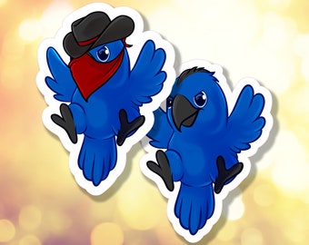 Ozzy Waterproof Sticker | Laptop Water Bottle Decorative | Cute Baby Animal Decal | Blue Macaw | Oz the Bandit | A-082 | Free shipping