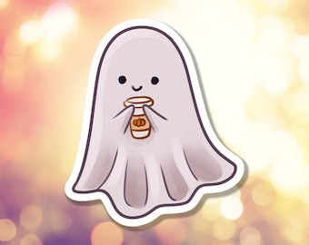 Adesivo impermeabile a forma di fantasma carino / Decalcomania di Halloween / Decorazione per borraccia per laptop / Carino autunno / A-075 / Spedizione gratuita