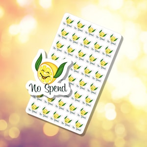 Lemon No Spend Challenge Budgeting Planner Sticker Sheet Summer Planning Fruit | B-0057 | Free shipping