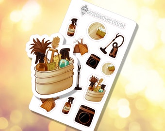 Cleaning Supplies Sticker Sheet | Journaling Planning Stickers | Cute Decorative Stickers | B-0130 | Free shipping