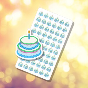 Birthday Cake Icon | Planner Sticker Sheet | Birthday Tracker Stickers | Calendar Sticker | B-0014 | Free shipping