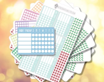 Foglio di adesivi per il monitoraggio delle abitudini / Pacchetto e risparmio / Opzioni di colore in più dimensioni / Adesivi per pianificatori / B-0100 / Spedizione gratuita