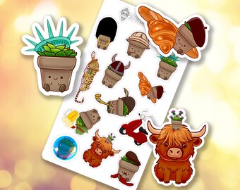 Travel Fred Jr Sticker Sheet | Journaling Planning Stickers | Cute Decorative Stickers | B-0142 | Free US Shipping