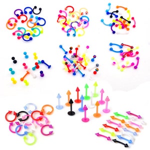 50 Black Ear Stretching Kit 14G-00G Ear Gauges Expander Set Acrylic Tapers  and Plugs Silicone Tunnels Body Piercing Jewelry 