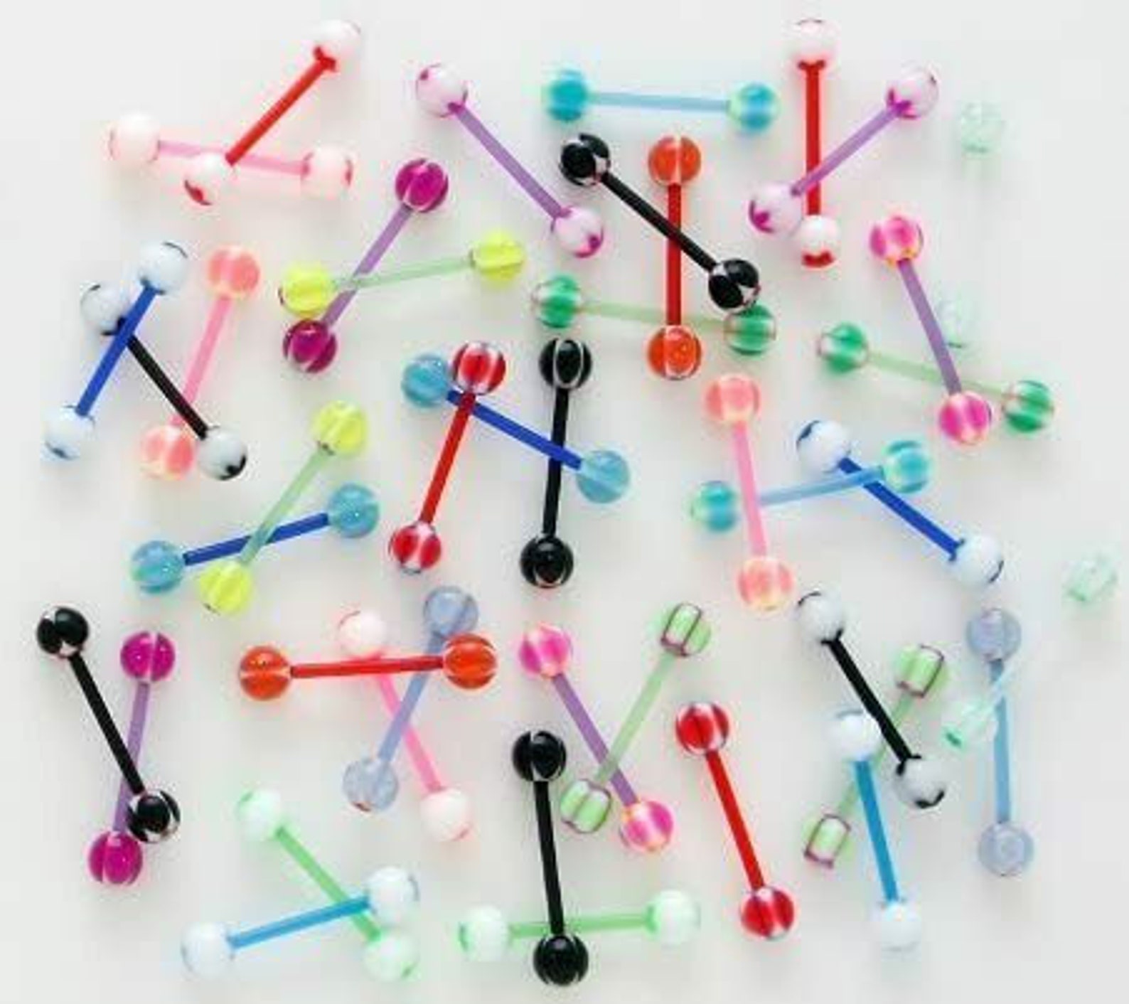 10 Pieces of Mix Colour Acrylic Tongue Bars Barbell Ring Lip Etsy