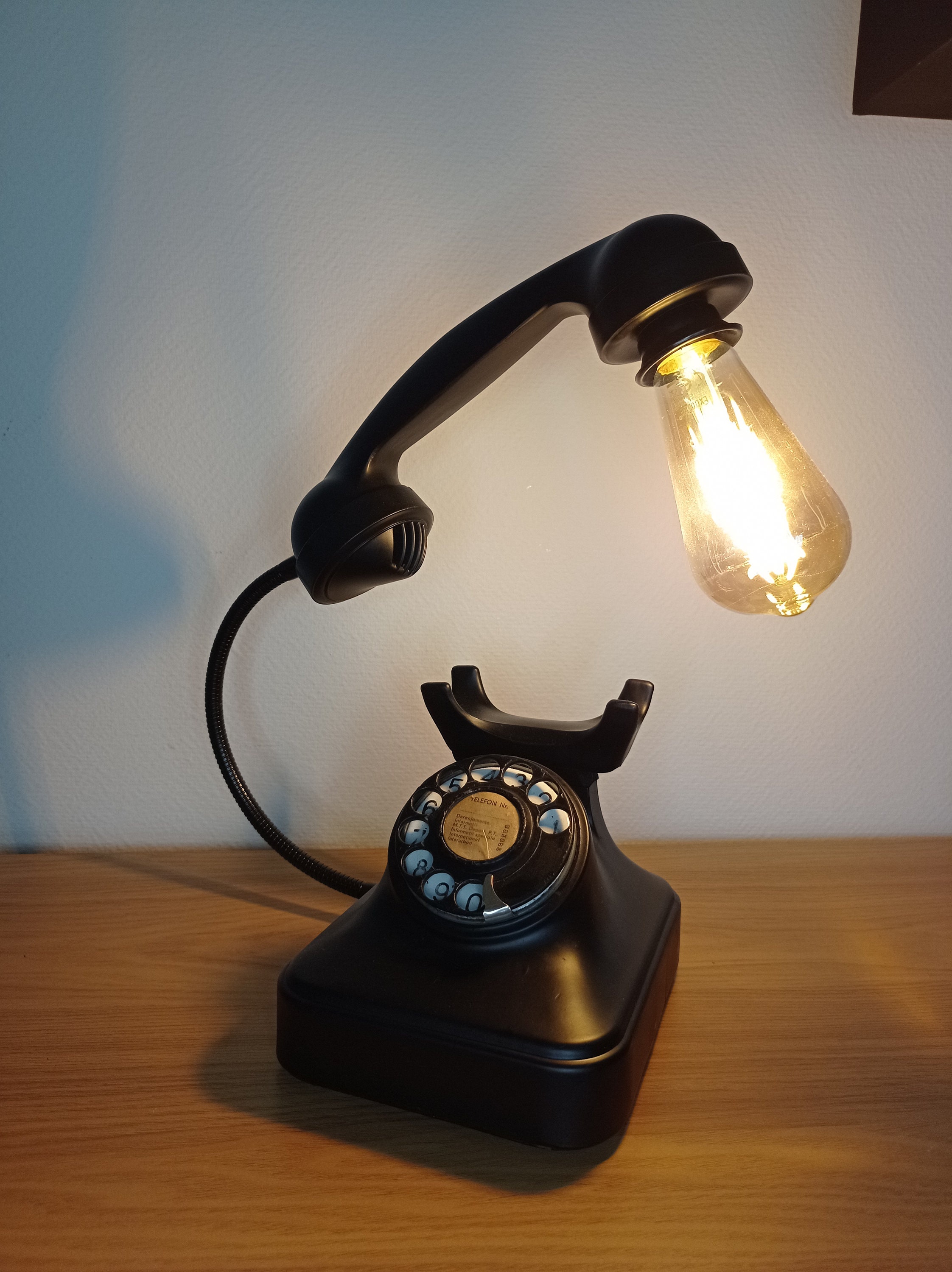 Lampe Téléphone Rétro Vintage 1960 Roumain Bakélite Noire