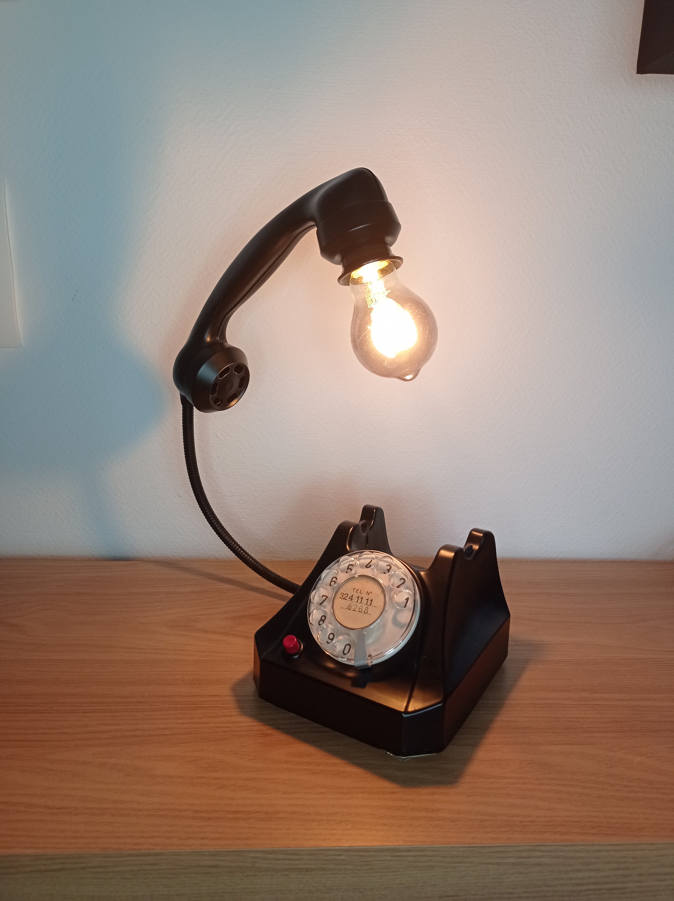 Lampe Téléphone Suisse Vintage Années 70 Noir Mat