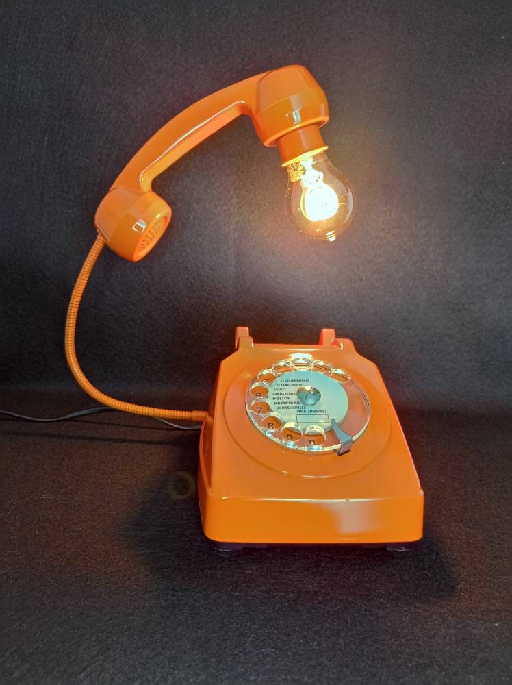 Lampe Téléphone Vintage Années 70 Orange Français