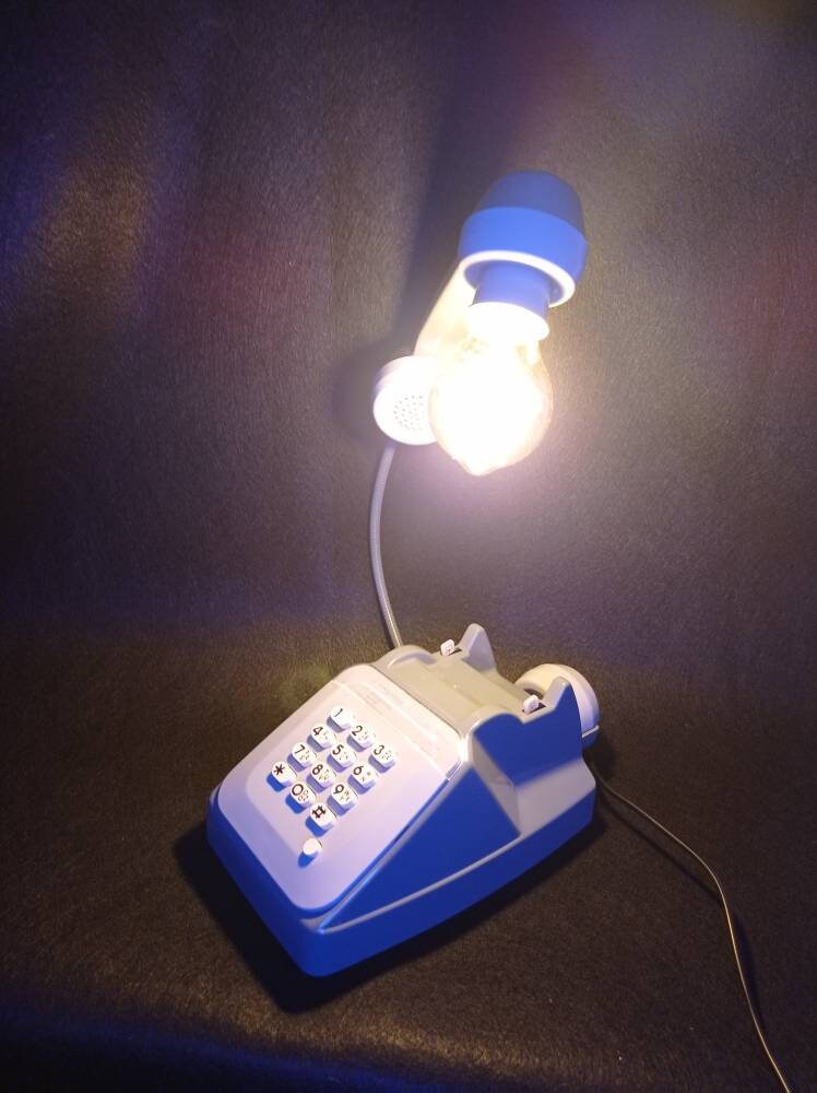 Lampe Téléphone à Touches Vintage Années 80 Gris Foncé et Clair