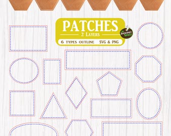 Aufnäher SVG Bundle: 2-Layer Outlines, 6 Formen (Digitaler Download)