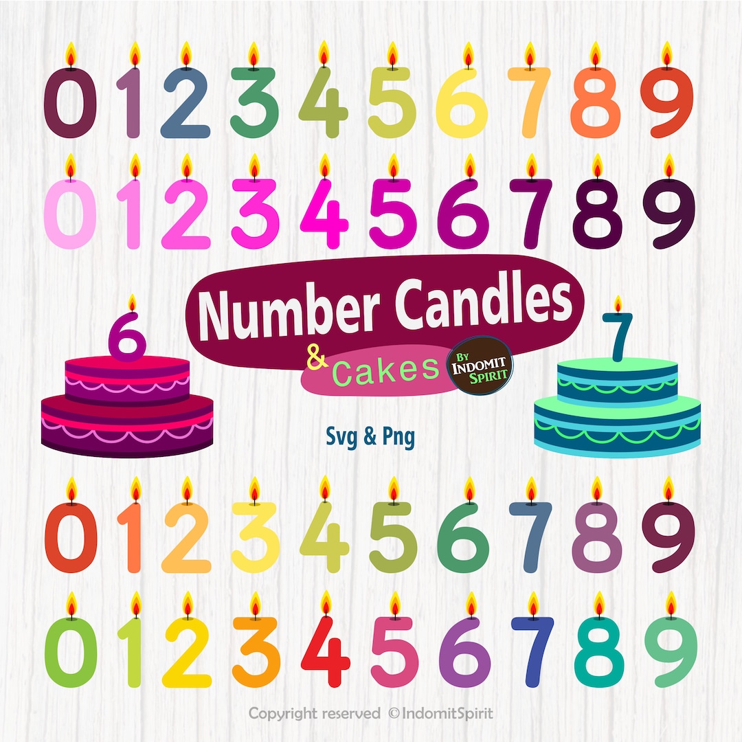 Number Candle Svg Birthday Cake Png/ Hand Drawn Birthday Candles and