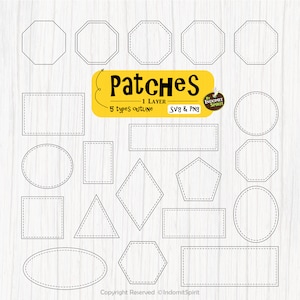 Patch Svg Png / Gestippelde Svg / Patches Leer Png / Hoed Patches Svg / Patch gesneden bestand / Dash vector / Digitaal gesneden bestand