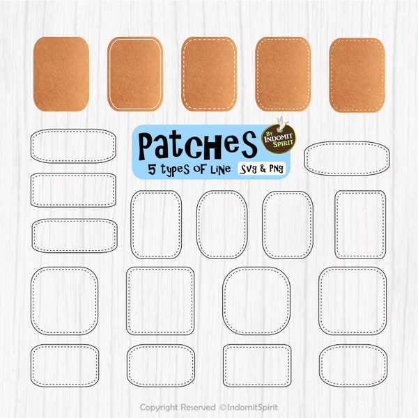 Patch Svg Png / Dotted Outline Svg / Square Patches Rounded Corners / Patches Leather Png / Hat Patches Svg / Patch cut file/ Dash vector