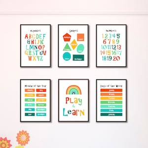 Lernposter Png Pdf / Vorschule Sammlung / Montessori Klassenzimmer Dekor / Neutrales Kinder Poster / Spielzimmer Wandkunst