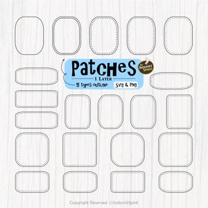 Patch Svg Png / Contorno punteggiato Svg / Toppe quadrate angoli arrotondati / Toppe in pelle Png / Toppe per cappelli Svg / File di taglio toppa / Vettore tratteggiato
