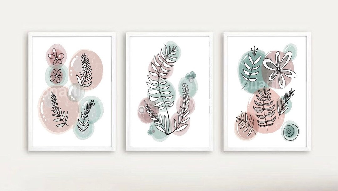 Set of 3 Boho Botanical Wall Art for a Soft Home Decor . Teenage Girl ...