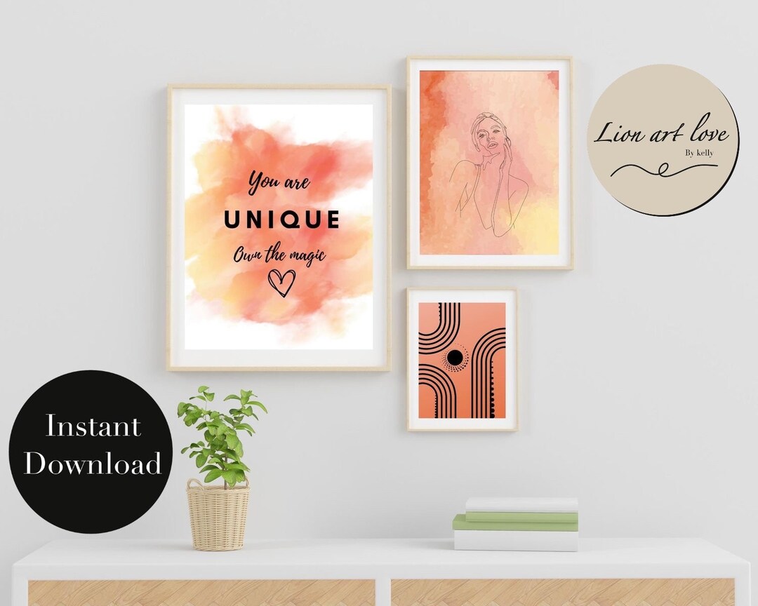Unique Female Inspiring Wall Art, Set of 3 , Modern Gallery Art, New