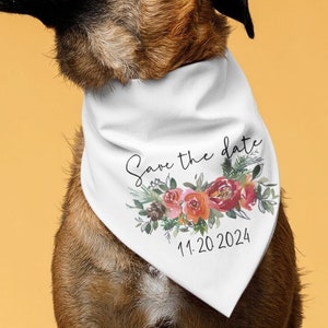 DOG BANDANA, Save The Date Wedding Bandana, Boho Wedding Dog Bandana, Custom Dog Bandana, Wedding Bandana, Gifts for Bride, Engagement Gifts
