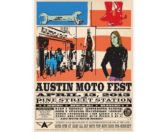 Affiche officielle de l'Austin Moto Fest 2013 | 18 x 24 po.