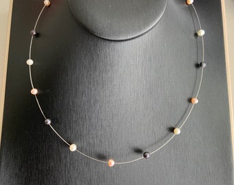 Multicoloured river Pearl necklace