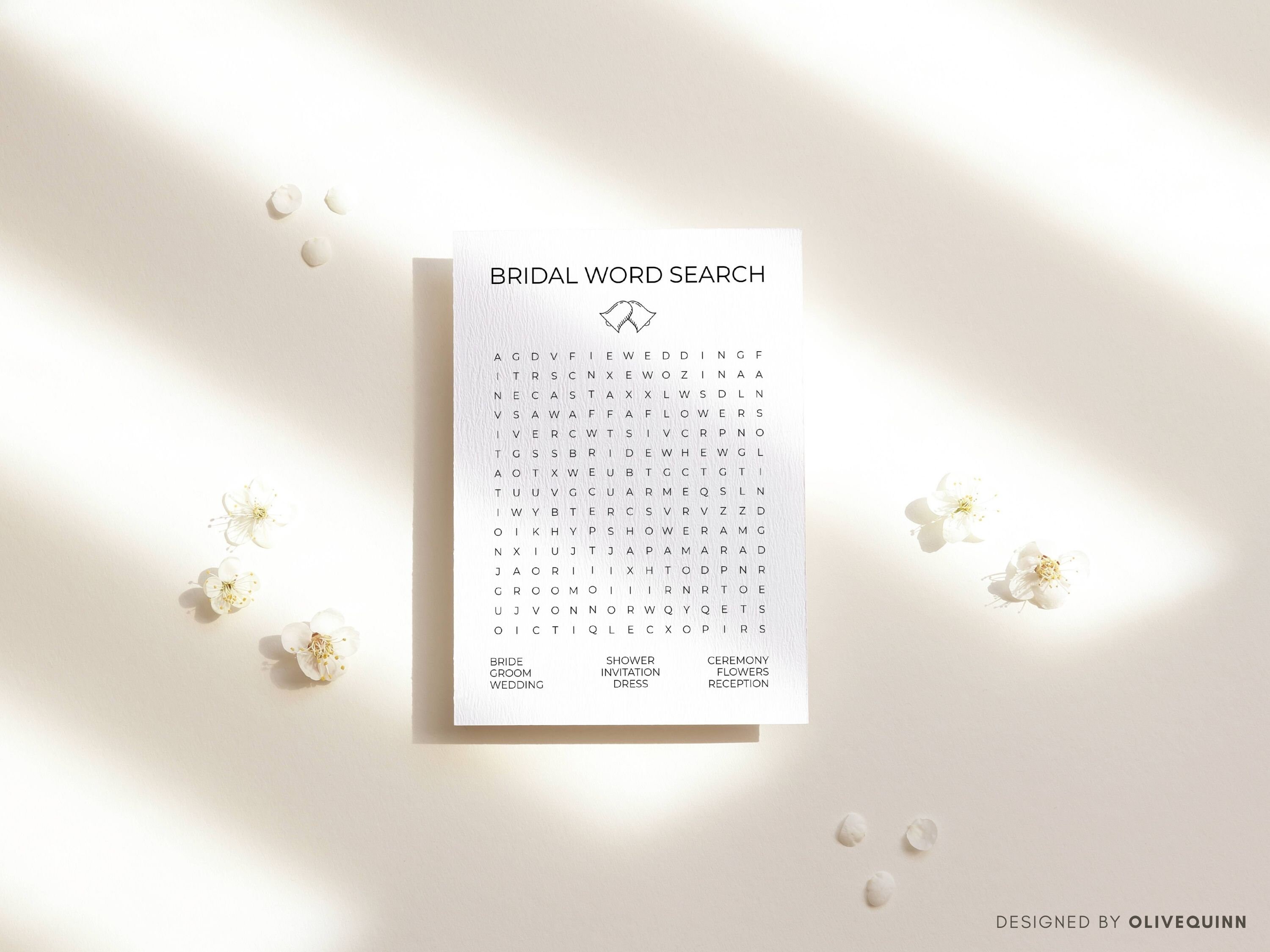 Bridal Word Search Minimalist Bridal Shower Games for - Etsy UK
