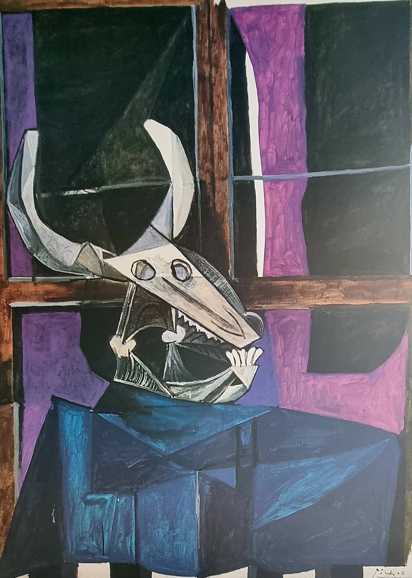 パブロ・ピカソ「牛の頭蓋骨のある静物画、1942年」ヴィンテージ