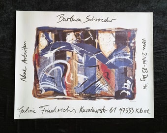 Barbara Schröder &quot;Cue de Poisson&quot; Poster gemaakt voor de tentoonstelling in Galerie Friedrichs, Kleve in 1994, afmetingen 89x69