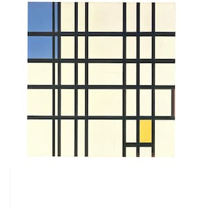Piet Mondrian "Ritmo di linee nere, 1935" Grande poster vintage