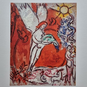 Marc Chagall "La Creazione dell'Uomo" Litografia vintage, edizione limitata degli anni 80, firma in stampa, dimensioni 52x37 cm