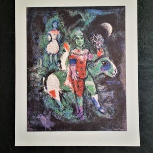 Marc Chagall &quot;The Departure of the Harlequin&quot; (1968) Vintage lithograph from the 70s, dimensions 45 x 32 cm.
