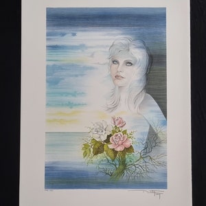 Pierre Bertin &quot;Les Roses&quot; Lithograph numbered and signed, dimensions 56 x 76 cm