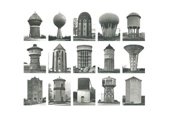 Bernd & Hilla Becher &quot;Water Towers, 1999&quot; Vintage Poster. Size 70 x 70 cm. 27,55&quot; x 27,55&quot;
