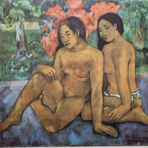 Paul Gauguin „Und das Gold der Körper 1901“ Mappe mit Vintage-Lithographie aus den 1960er Jahren, Kunstatelier Perna, Mailand. Abmessungen 39,5x29,5