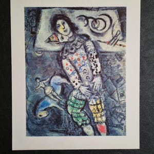 Marc Chagall &quot;The Clown Lies Down&quot; (1968) Vintage lithograph from the 70s, size 45 x 32 cm.