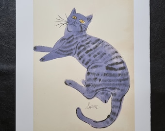 Andy Warhol "Cat" Lithographic reproduction, 100 copies, certified Dimensions 56 x 38.3 cm. 15.07" x 22.162