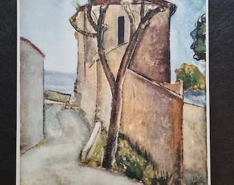 Amedeo Modigliani The only landscape painted by Modigliani Vintage lithograph from the 1960s