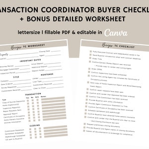 Transaction Coordinator Buyer Checklist, Buyers Agent Transaction Checklist, Transaction Coordinator Form | Real Estate Marketing