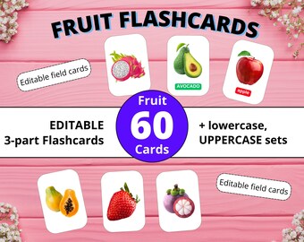 Fruit Flashcards - 60 Real Picture Cards for Montessori and Homeschool Learning | Printable Educational Cards + Free Coloring Pages