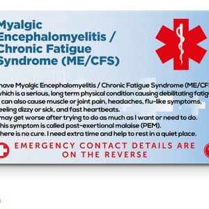 Myalgic Encephalomyelitis / Chronic Fatigue Syndrome (ME/CFS) Awareness Medical ID Card , Lanyard and Card Holder