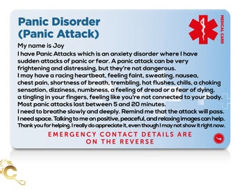 Panic Disorder (Panic Attack) Awareness Medical ID Card , Lanyard and Clear Card Holder
