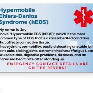 Hypermobile Ehlers-Danlos Syndrome (hEDS) Awareness Medical ID Card with Safety Breakaway Lanyard and Clear Rigid ID Card Holder