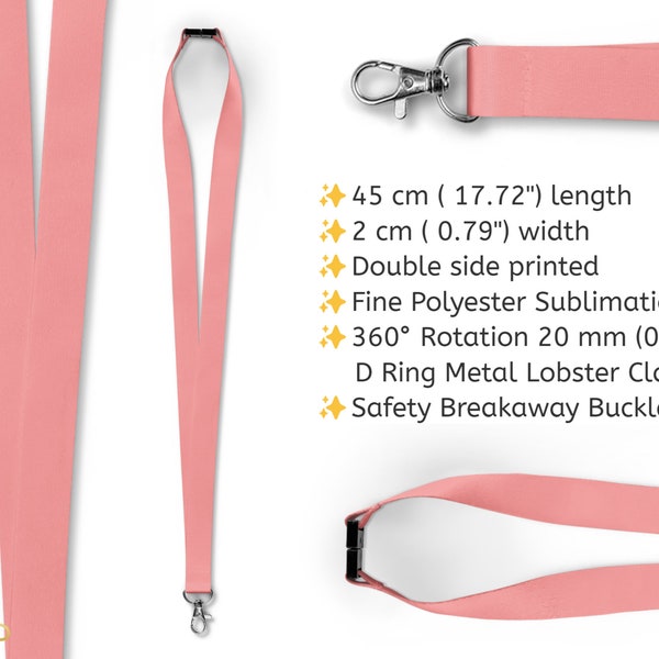 Pastel Colors Lanyard • Silver • Bronze • Pastel Red • Pastel Yellow • Pastel Blue • Pastel Green /w Click Seal Clear Card Holder