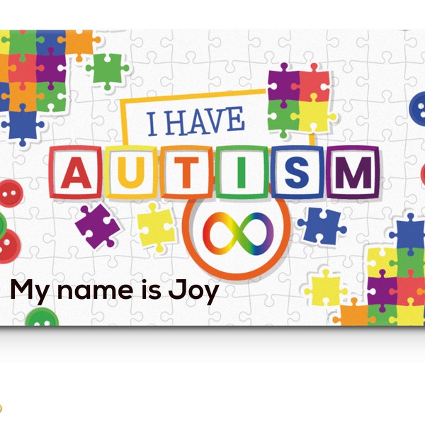 Autism Awareness Medical ID Card with Safety Breakaway Lanyard and Clear Rigid ID Card Holder | I Have Autism