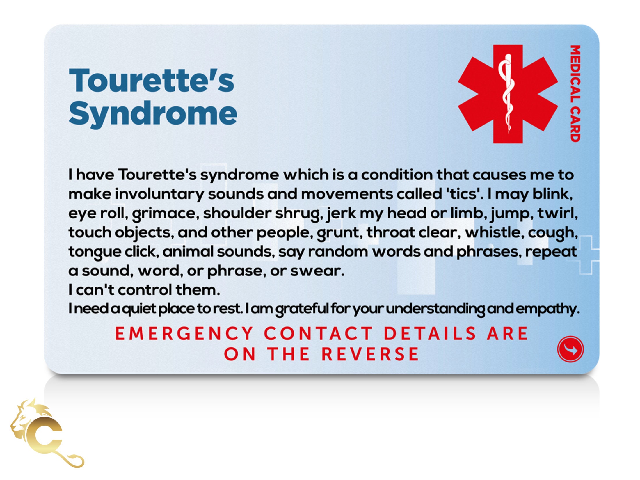Tourettes Action Id Card