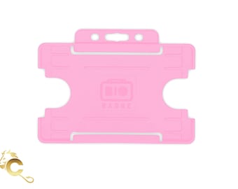 Pink ID Card Holder, Single-Sided, Biodegradable, Open-Faced ID Card Holders - Landscape