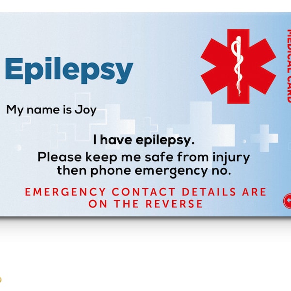 Epilepsy Awareness Medical ID Card with with Safety Breakaway Lanyard and Clear Rigid ID Card Holder