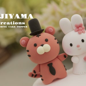 tiger and bunny cake topper,tiger and rabbit cake topper,Chiness Zodiace cake topper,tiger cake topper,bride and groom cake topper