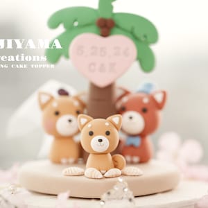 Shiba Inu paar Hochzeitstorte Topper, Inu Hund Cake Topper, Haustiere Kuchen Topper, Geburtstag, Braut und Bräutigam Topper, Chiness Sternzeichen Kuchen Topper
